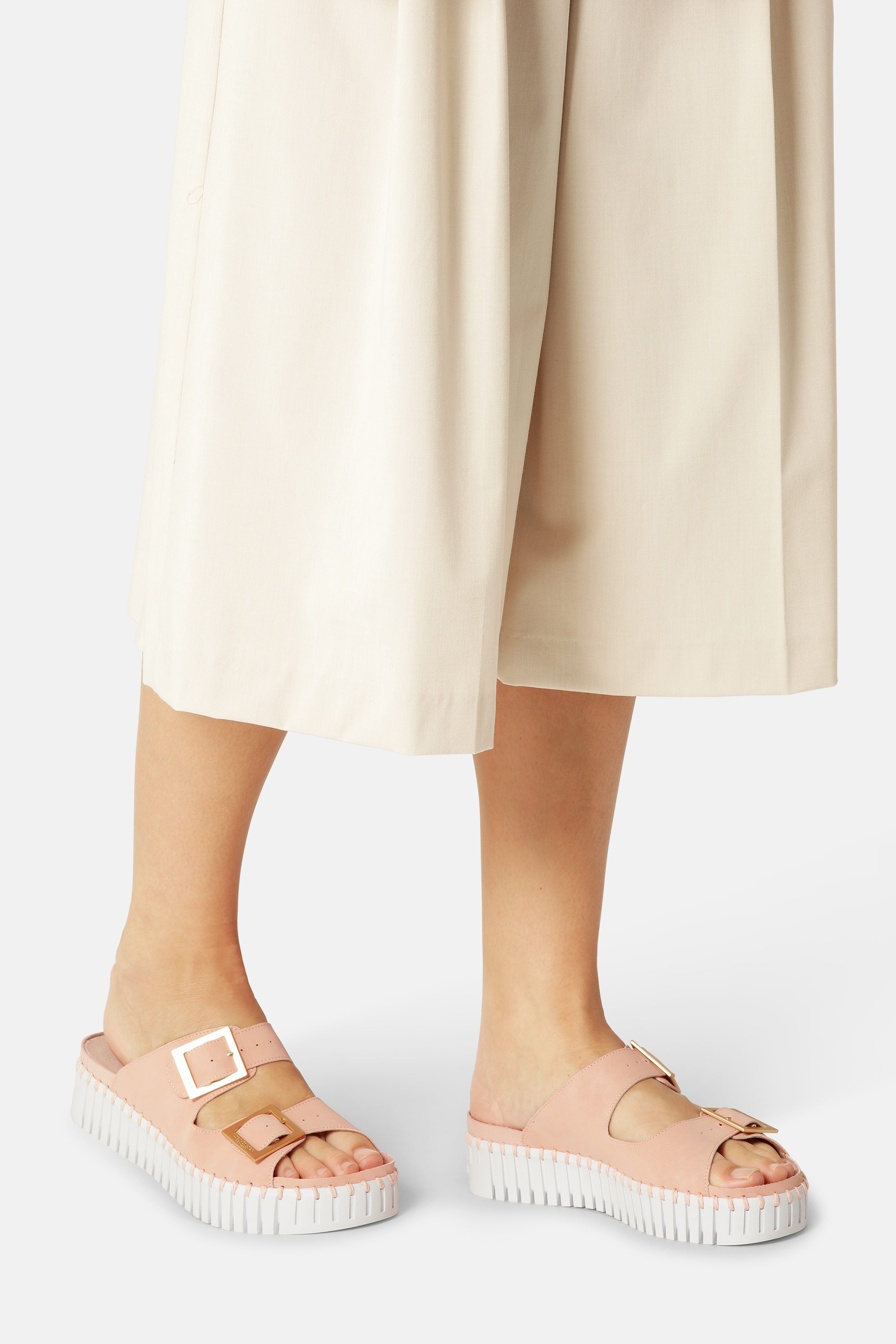 Platåsandaler Spenne - Adobe Rose White
